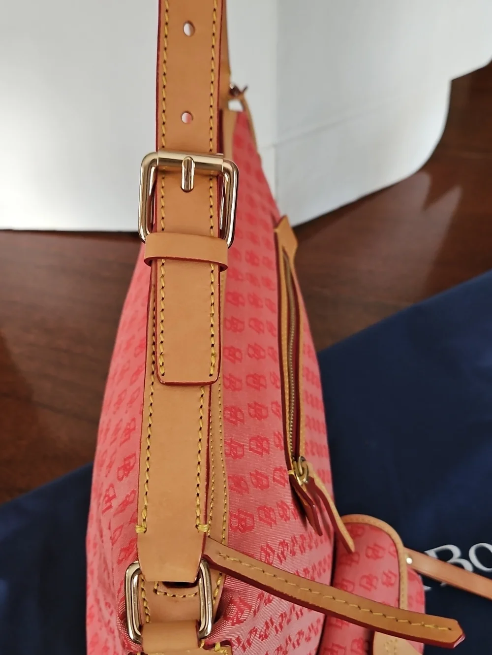 Dooney & Bourke Red Signature Logo Canvas Satchel with Matching Wristlet
